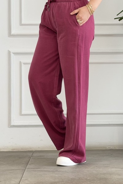 yb yağmur butik Elastic Waistband Cotton Palazzo Pants