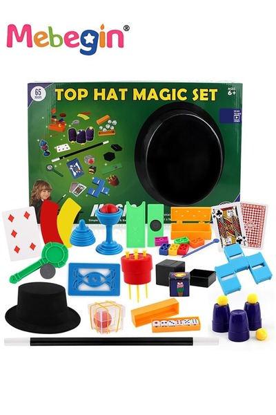 MEBEGIN مجموعة سحرية كلاسيكية مع قبعة وأدوات سحرية فاخرة، وصندوق سحري مذهل يح...