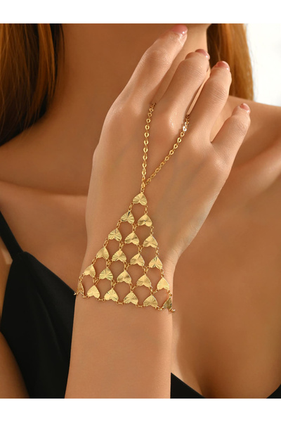 Take Two By Styli Gold Heart Link Chain Ring Bracelet