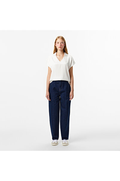 Lacoste Kadın Relaxed Fit Koyu Mavi Jean Pantolon