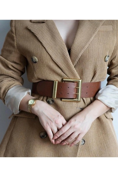 MODAM HİFA جينيش جولد بإبزيم فستان نسائي حزام قميص حزام جاكيت حزام