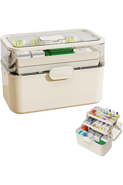 Arabest Portable 3-Layer Foldable Medicine Organizer, Medical Storage with Re...