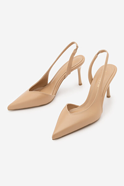 Marjin Women's Stiletto Pointed Toe Open Back V-Neck With Scarf Stiletto Heel...