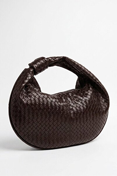 themoiss The Moıss Acı Kahve Botega Orgu Textured Clutch Women's Bag