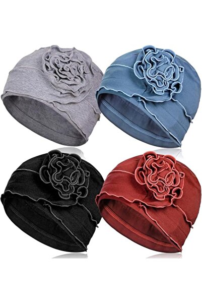 Arabest 4 Pcs Cotton Chemo Turban Headwear, Soft Cancer Headwear Elastic Canc...