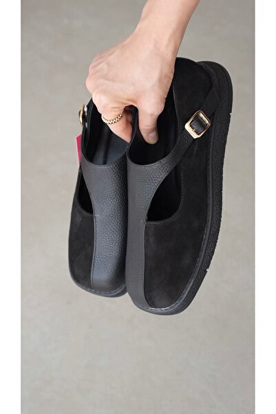 selin shoes Avore Genuine Leather Adjustable Gold Buckle Detail Suede and Lea...