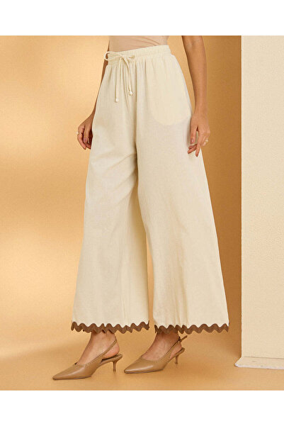 REDTAG Women Ivory Embellished Casual Trousers