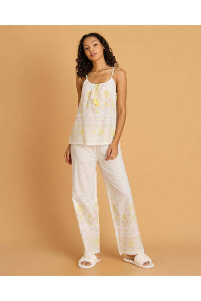 REDTAG Women Yellow Printed Pyjama Set