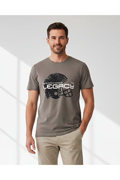 REDTAG Men Charcoal Printed T-Shirt