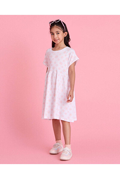 REDTAG Girls White Printed Summer Dress