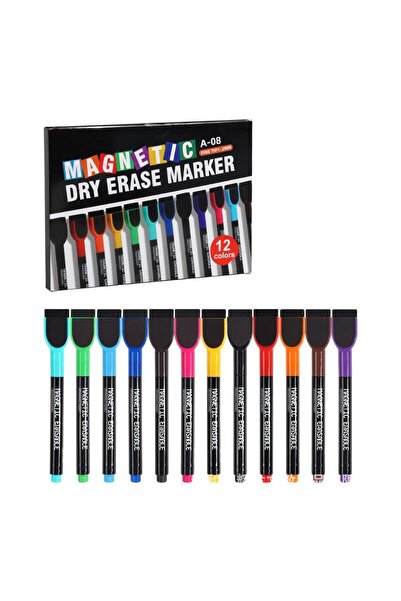 Arabest Magnetic Dry Erase Markers Fine Tip - 12 Colors Whiteboard Markers wi...