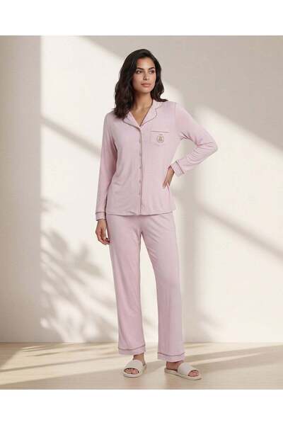 REDTAG طقم بيجاما نسائي وردي اللون مكون من قطعتين