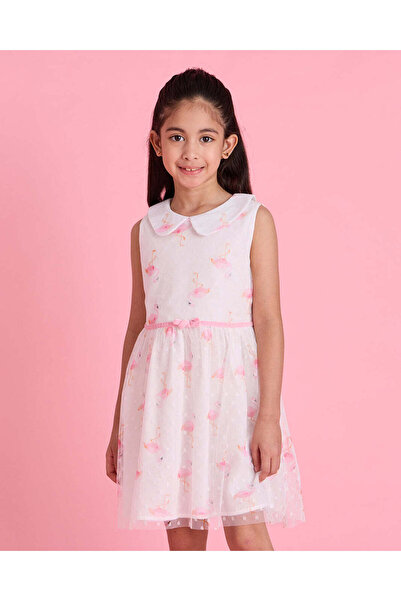 REDTAG Girls White Printed Dress