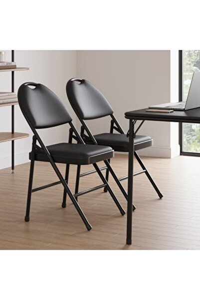 Garvee Folding Chairs,Padded Foldable Chair with PU Leather Cushion and Back,...