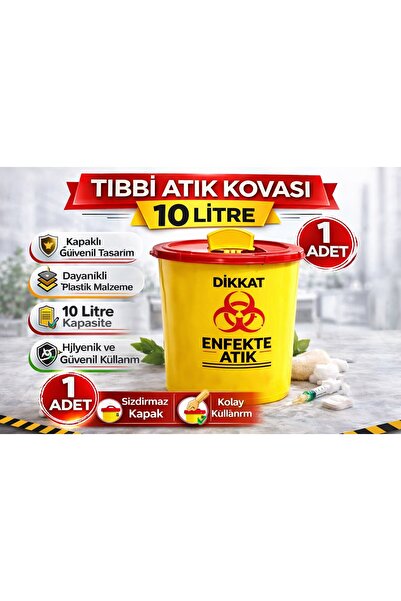 sylar Medical Waste Bucket 10 Liters 1 Piece Medical Waste Box with Lid Infec...