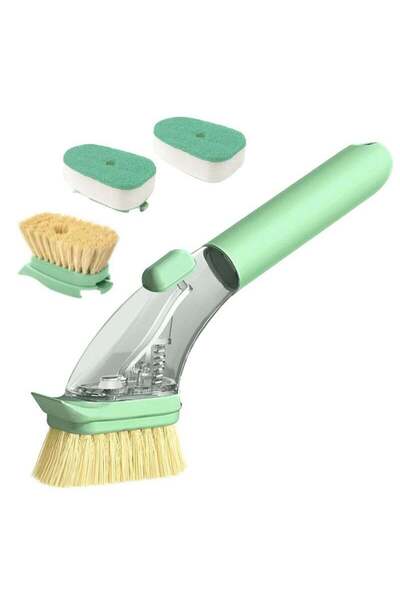 Arabest Soap Dispensing Dish Brush with Handle,Natural Sisal Bristles,Sponge ...