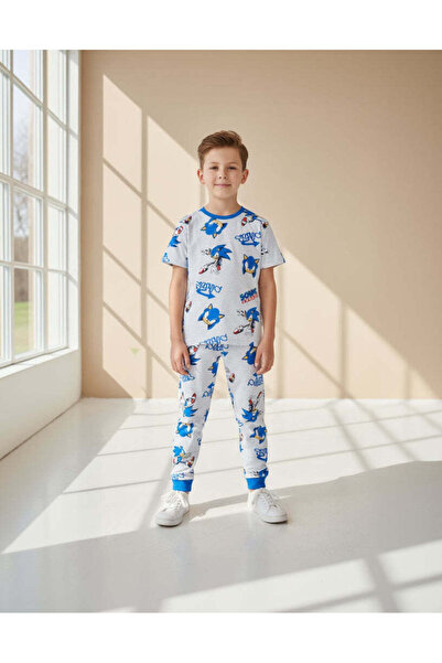 REDTAG طقم بيجاما رمادي للأولاد مطبوع بشخصيات سونيك