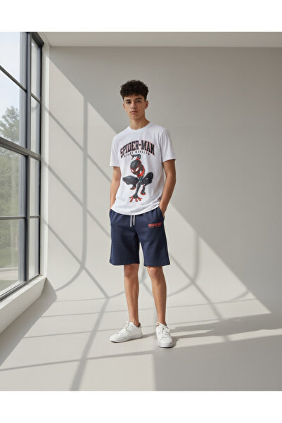 REDTAG Senior Boys White Spiderman Print Night Suit Set