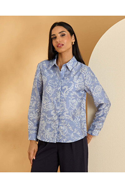 REDTAG Women Blue Printed Casual Blouse