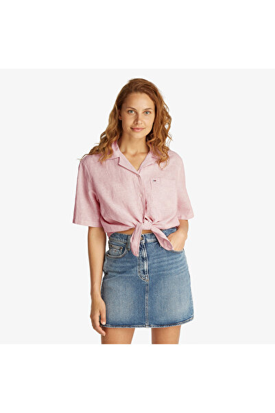 Tommy Hilfiger Tommy Jeans Crp Linen Kadın Pembe Gömlek