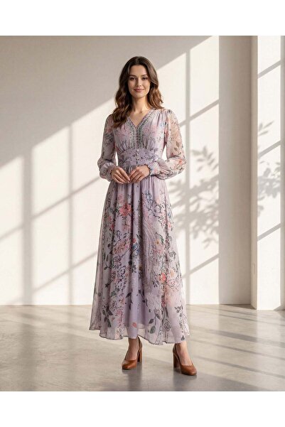 REDTAG فستان ماكسي نسائي متعدد الألوان مزين بالزهور