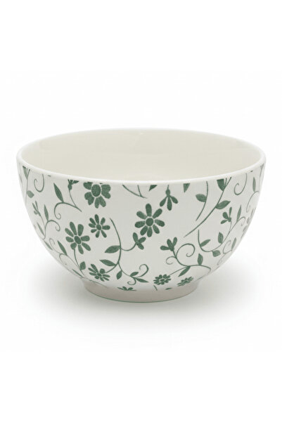 AKDC Luhpar Floral Classic Ceramic Bowl – 14.1 cm / 680 ml (White with Green ...