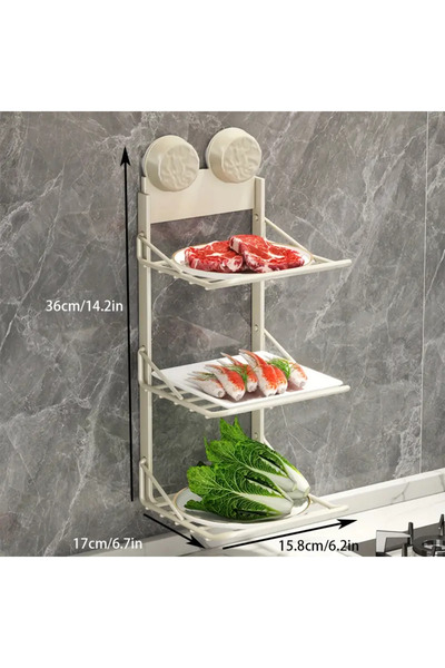 Arabest رف تخزين للمطبخ، منظم أطباق جانبية يُثبت على الحائط بواسطة أكواب شفط،...