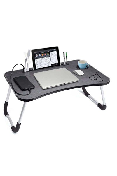 Arabest Bed Table, Foldable Laptop Desk with USB Ports and Cup Holder, Portab...