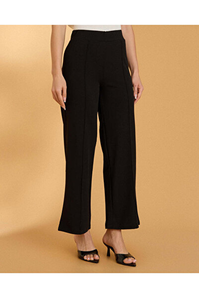 REDTAG Women Black Wideleg Trousers