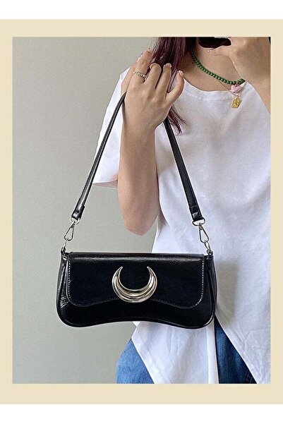 Arabest Moon Shaped Lock Buckle Shoulder Bag for Women ,Detachable, Wear Resi...