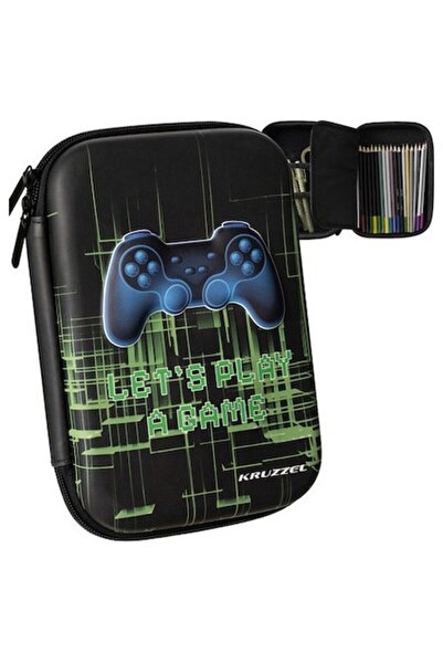 KRUZZEL Rigid Pencil Case with 3D Gamer Design