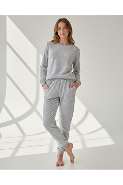 REDTAG طقم بيجاما رمادي سماوي منسوج للبنات الكبيرات (قطعتان)