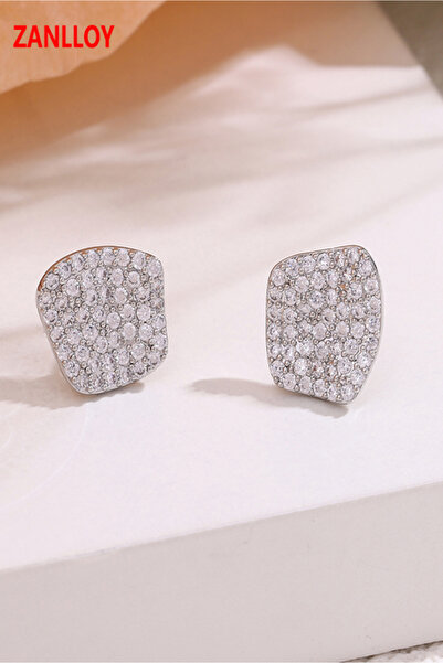 ZANLLOY Luxurious women's earrings with a floral design and zircon embellishm...