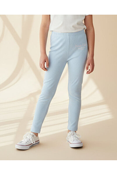 REDTAG Girls White Printed Rib Leggings