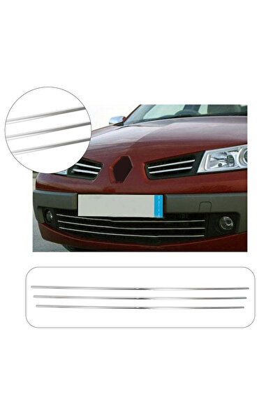 BRSPLAST Renault Megane 2 Uyumlu 2004-2010 Krom Ön Tampon Çıtası 3 Parça Pasl...