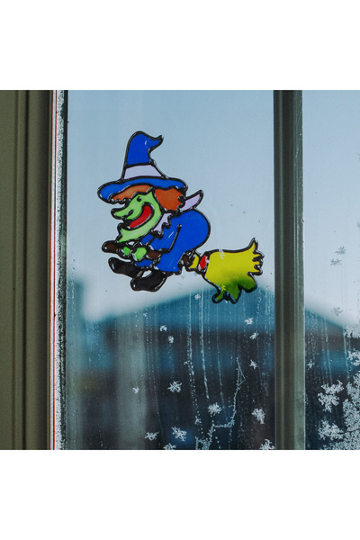FAMİLY Halloween window decoration - colorful Witch pattern