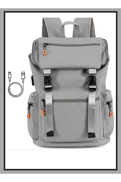 Arabest Men's Large Capacity Double Shoulder Backpack for School Travel Grey