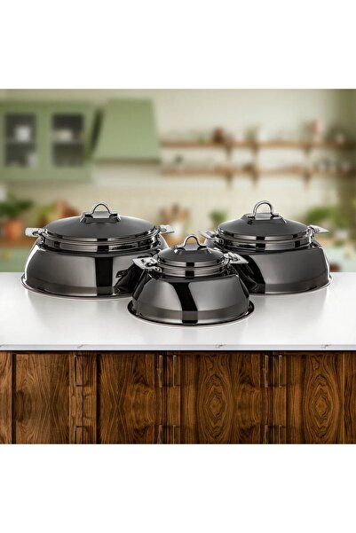 Almarjan Maya Hot Pot Set 3 Pieces Gun Black