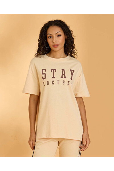 REDTAG Women Beige Printed Active T Shirt