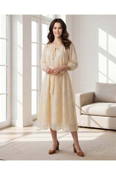 REDTAG Women Yellow Floral Embellished Dress