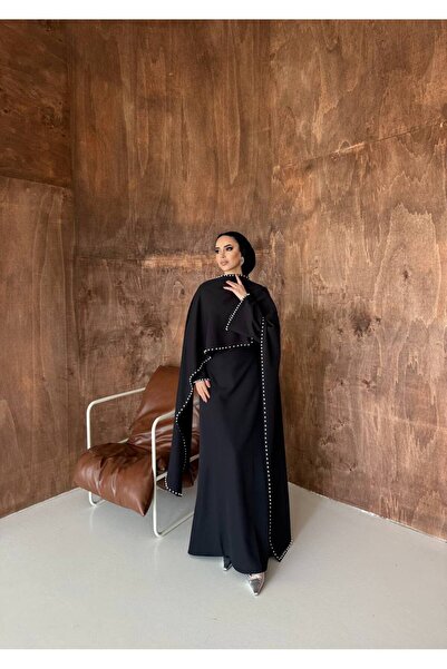 SAYRA Rochie lungă de seară cu broderie din perle și pietre, cu detalii tip ș...