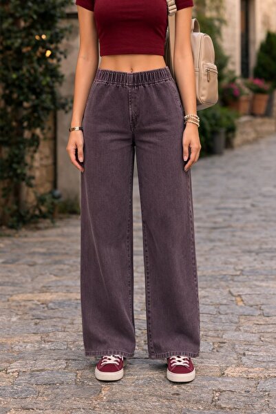 CEDY DENIM - Stretch Fabric Fabric Pocketless Elastic Waistband Palazzo Pants...