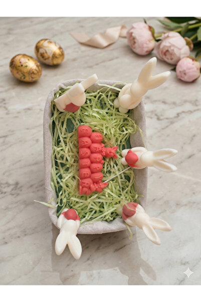 Roots&Flame Cos Cadou Paste Lumanari Handmade Ceara Soia Iepuras Ou Flori 20 cm