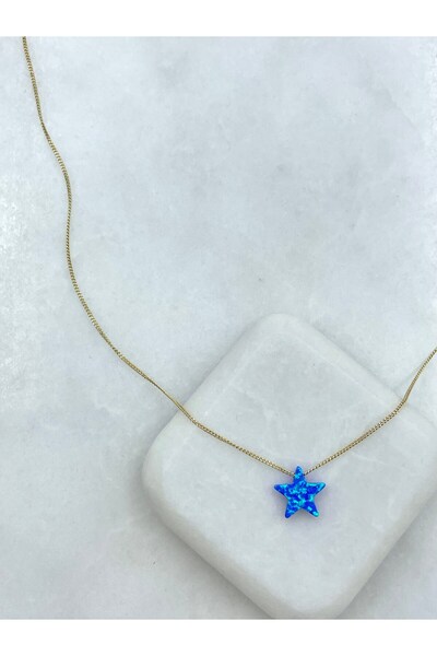 Seda Bijuteri سلسلة خاصة من الأوبال مرصّع بالأحجار ستار كولير باللون الأزرق ا...