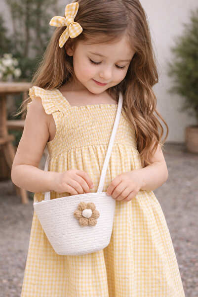 Berçak Home طقم حياكة للفتيات حقيبة مصنوع يدويًا من قطن خيطًا للأطفال O حقيبة...