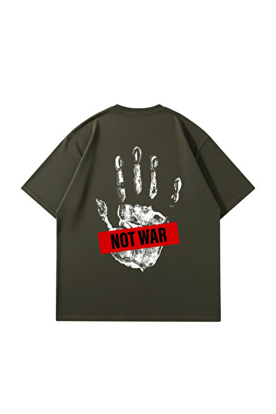 Sekizbiraltı Not War cu imprimeu supradimensionat Tricou Unisex Kaki