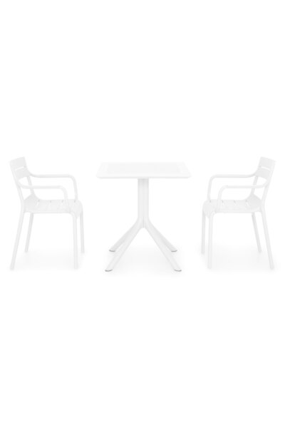 Maison Mex Set mobilier gradina/terasa 2 scaune si masa TIPPUS/CRUSOE, alb