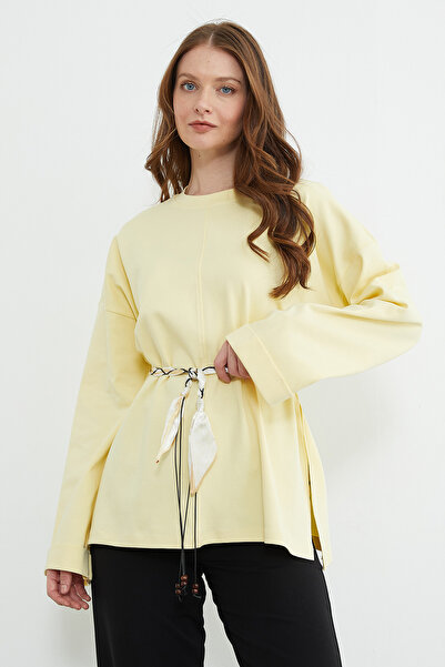 Fulla Moda Belt Piece Slit Wide Sleeve Tunic
