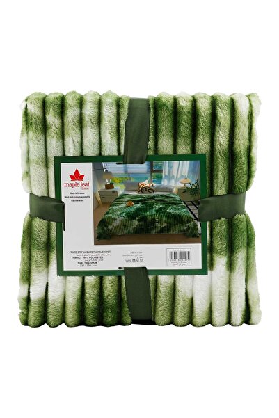 MAPLE LEAF Polyester Printed Strip Jacquard Flannel Blanket