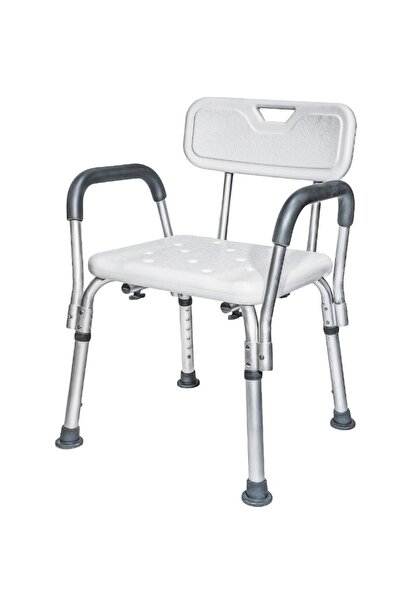 BASE Bathroom chair with adjustable armrests white 57 x 46 x 70 / 84 cm